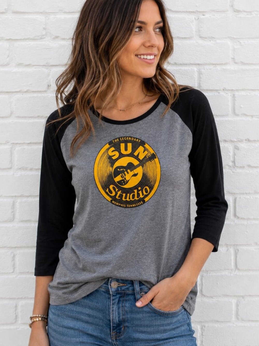 Sun Studio Memphis Tennessee Womens XL Bella Baseball Raglan 3/4 Sleeve Shirt